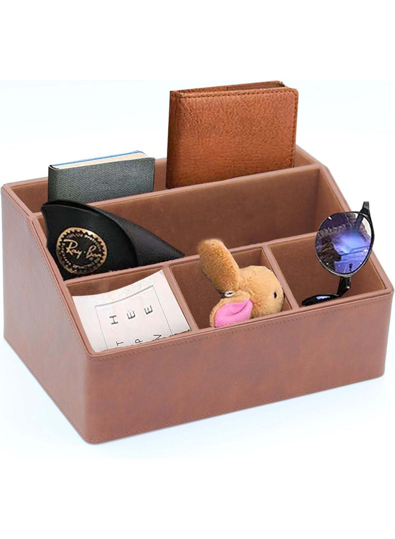 Premium Brown Desk Organizer Box with Coaster - Compact Remote Stand for Men, Ideal for Desks/Bedside Cabinets - Image 4